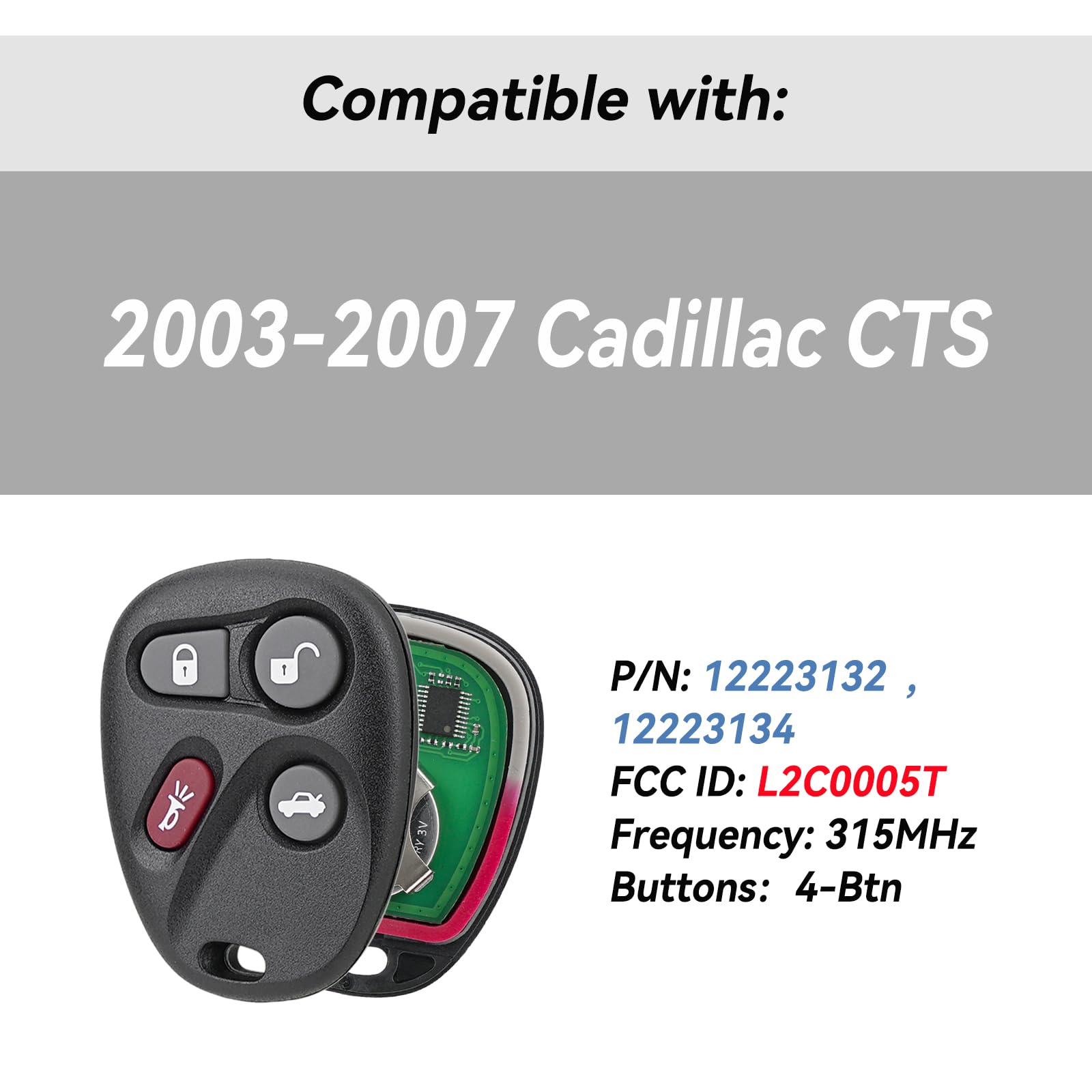 Car Key Fob Replacement For Cadillac Cts Remote Key Fob Fit For Cadillac Cts 2003 2004 2005 2006 2007 Cadillac Cts Keyless Entry